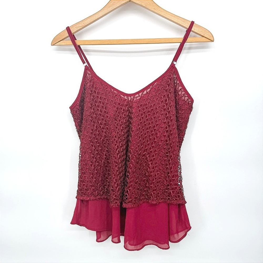 Dina Be Cami Tank Top Studded Beaded Layered Mesh Edgy Punk Party Blouse Medium